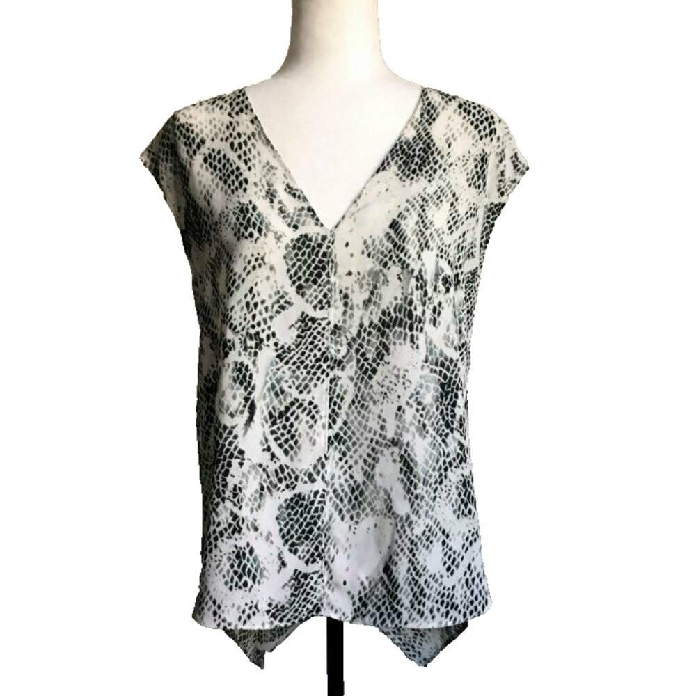 RACHEL ROY Sleeveless Blouse Snakeskin Print Size Small Asymmetrical Hem